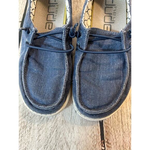 HEYDUDE Girl’s Wendy Sparkle Denim Shoes / Size: Y2-Y3 - Picture 3 of 10